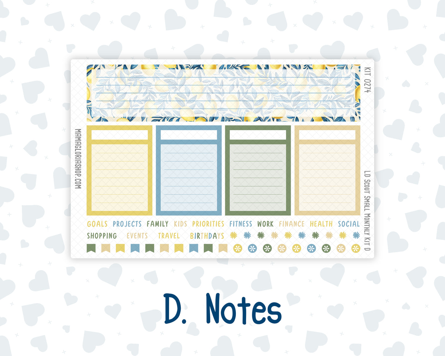 Kit 0274 - Laurel Denise The Scout Planner Small - Monthly Kit - July - Sunny Lemon Shore