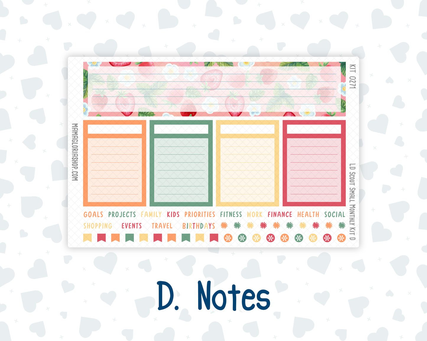Kit 0271 - Laurel Denise The Scout Planner Small - Monthly Kit - June - Strawberry Shore