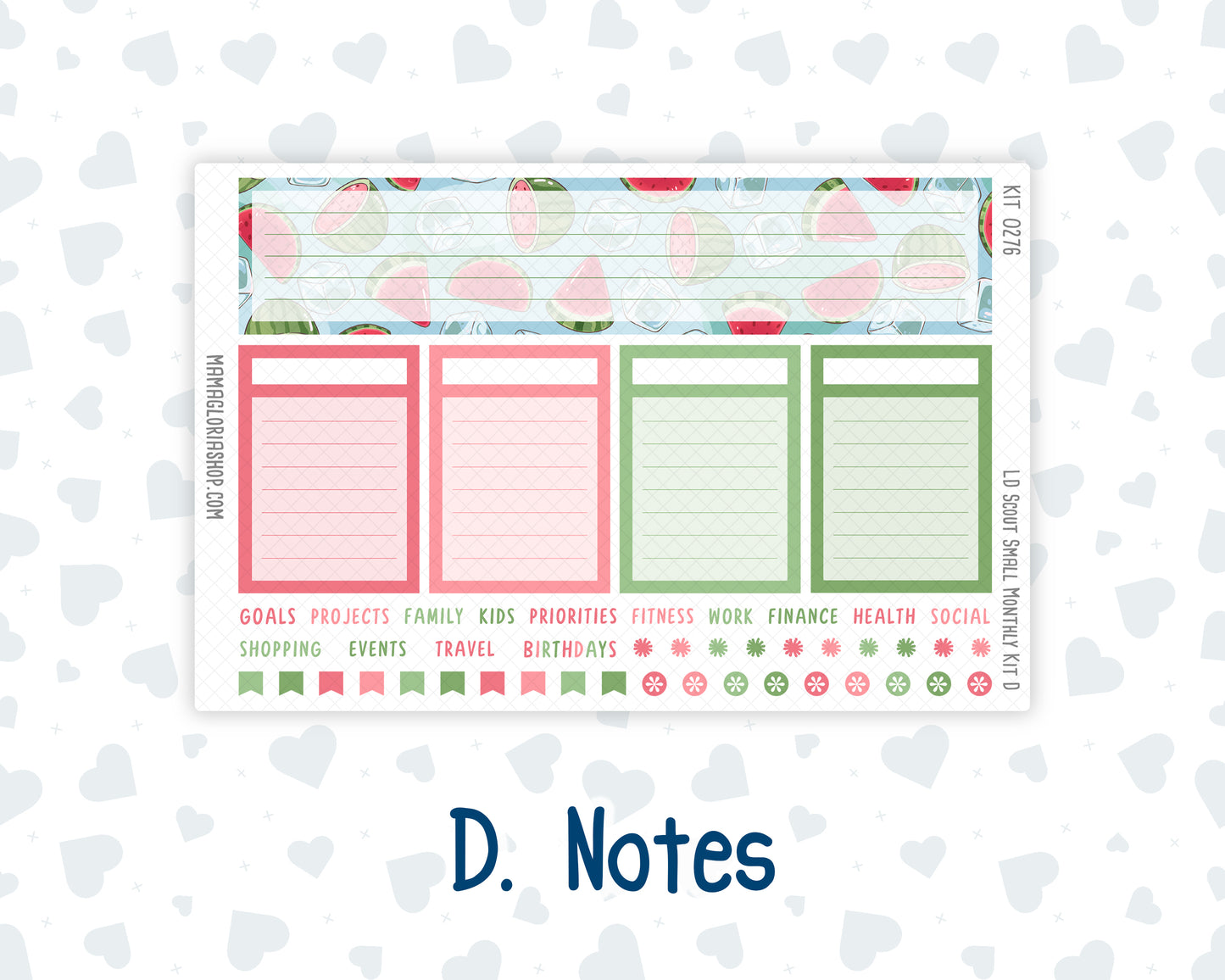 Kit 0276 - Laurel Denise The Scout Planner Small - Monthly Kit - July - Melon Crush