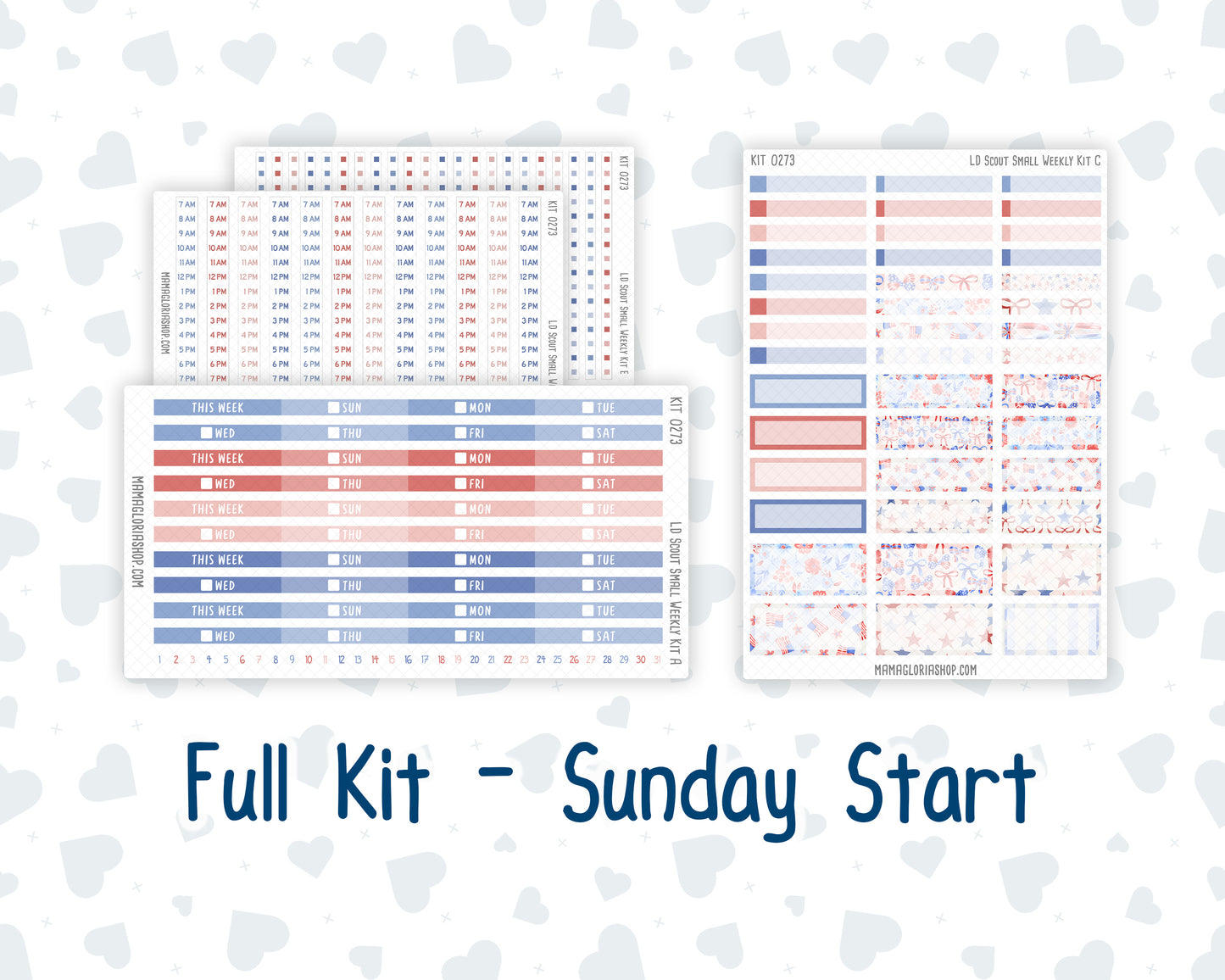 Kit 0273 - Laurel Denise The Scout Planner Small - Weekly Kit - July - Americana In Bloom