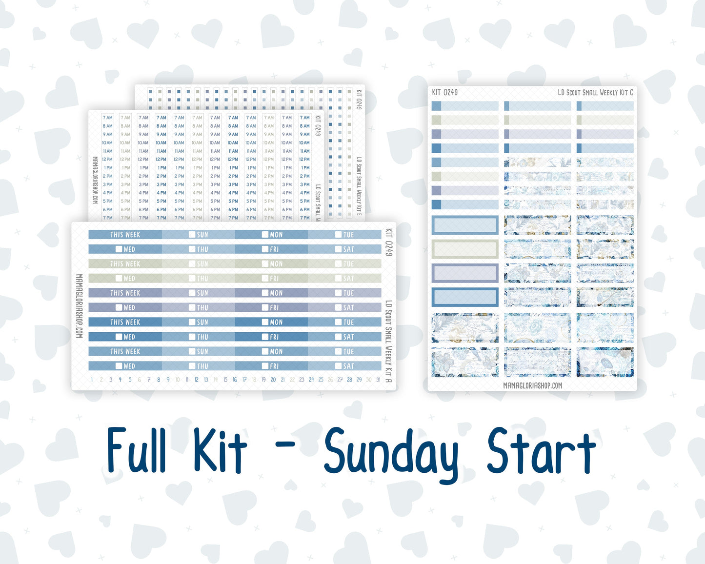 Kit 0249 - Laurel Denise The Scout Planner Small - Weekly Kit - January - Icy Lace
