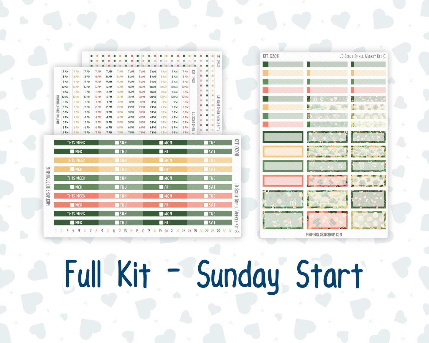 Kit 0208 - Laurel Denise The Scout Planner Small - Weekly Kit - March - Shamrock Lane