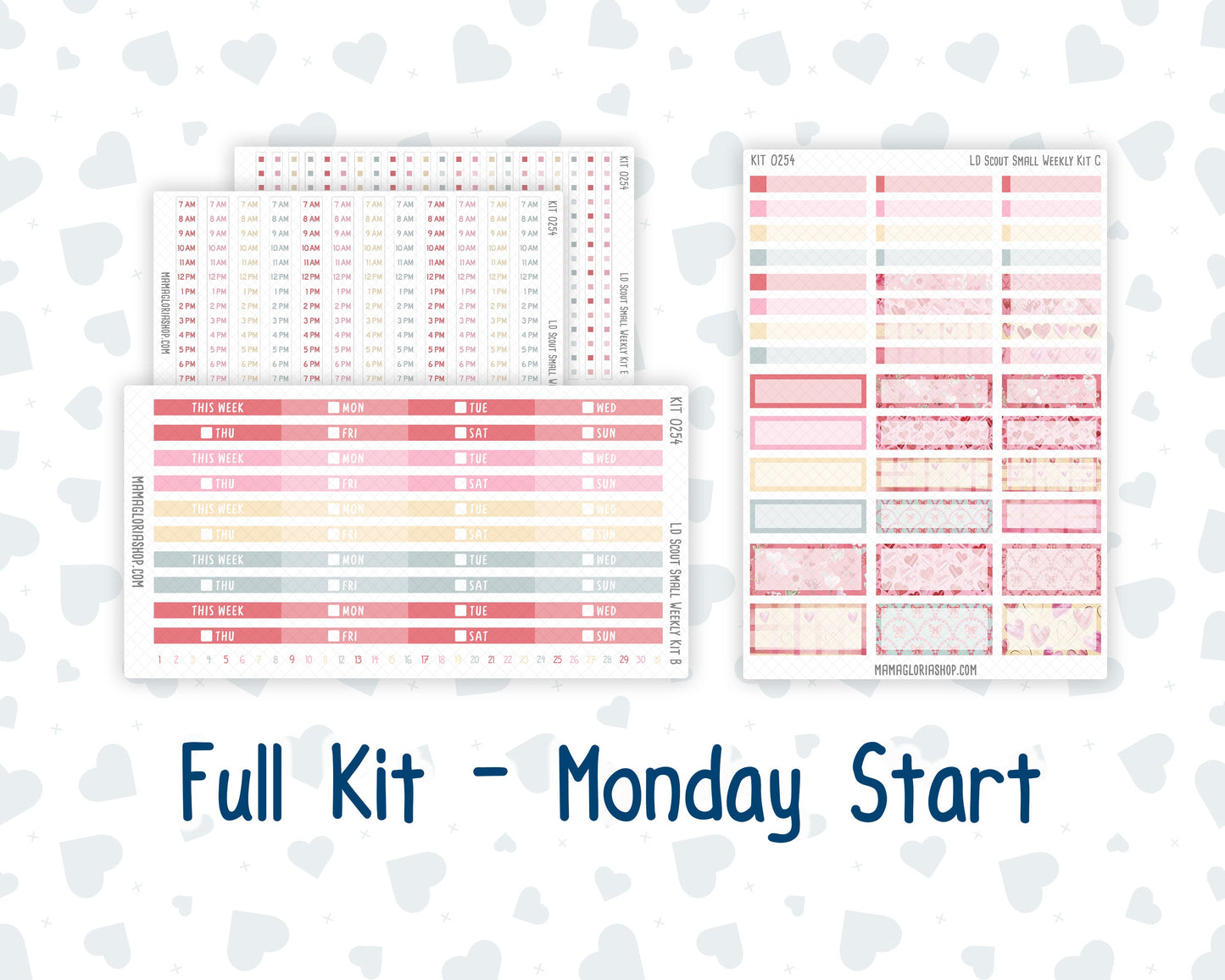 Kit 0254 - Laurel Denise The Scout Planner Small - Weekly Kit - February - Valentine Village