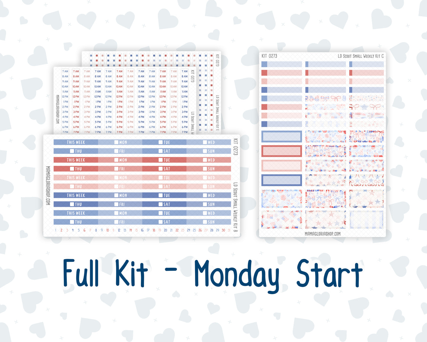 Kit 0273 - Laurel Denise The Scout Planner Small - Weekly Kit - July - Americana In Bloom