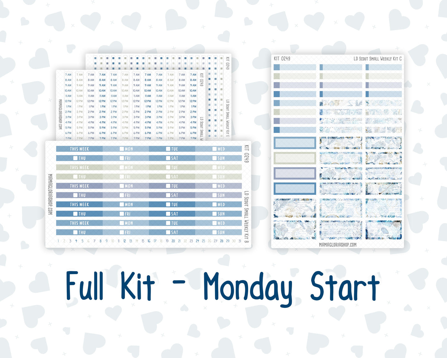 Kit 0249 - Laurel Denise The Scout Planner Small - Weekly Kit - January - Icy Lace