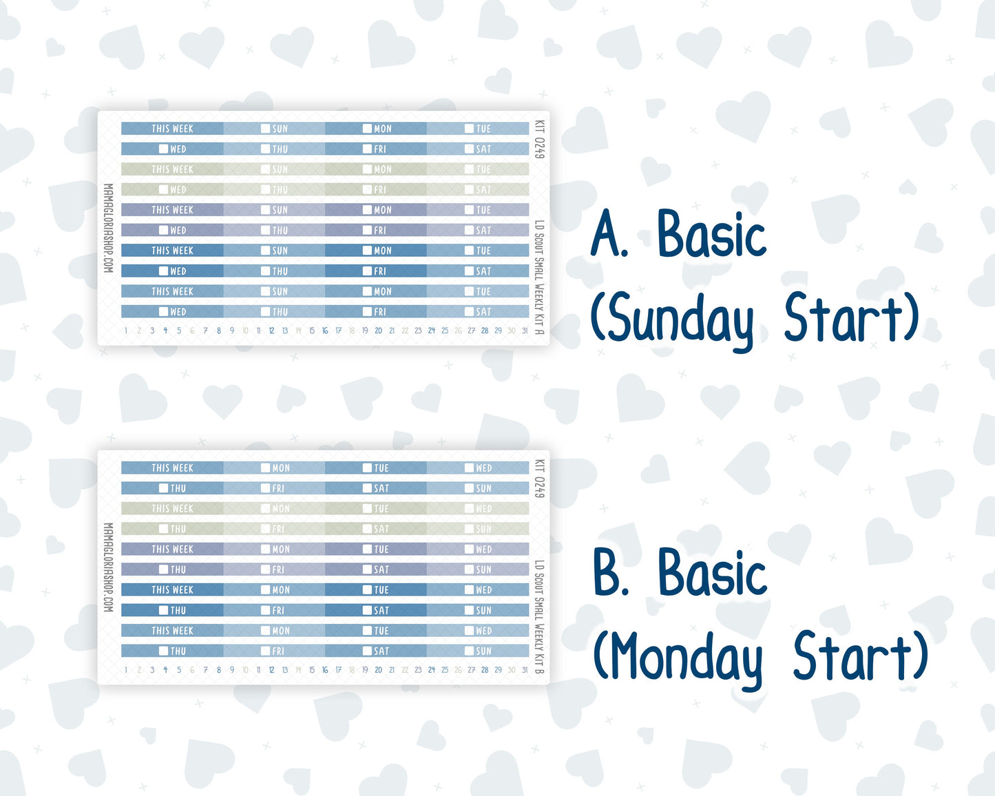 Kit 0249 - Laurel Denise The Scout Planner Small - Weekly Kit - January - Icy Lace