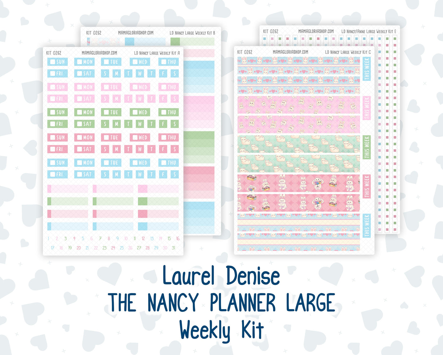 Kit 0262 - Laurel Denise The Nancy Planner Large - Weekly Kit - April - Spring Puffs