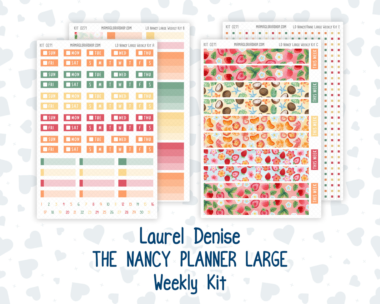 Kit 0271 - Laurel Denise The Nancy Planner Large - Weekly Kit - June - Strawberry Shore