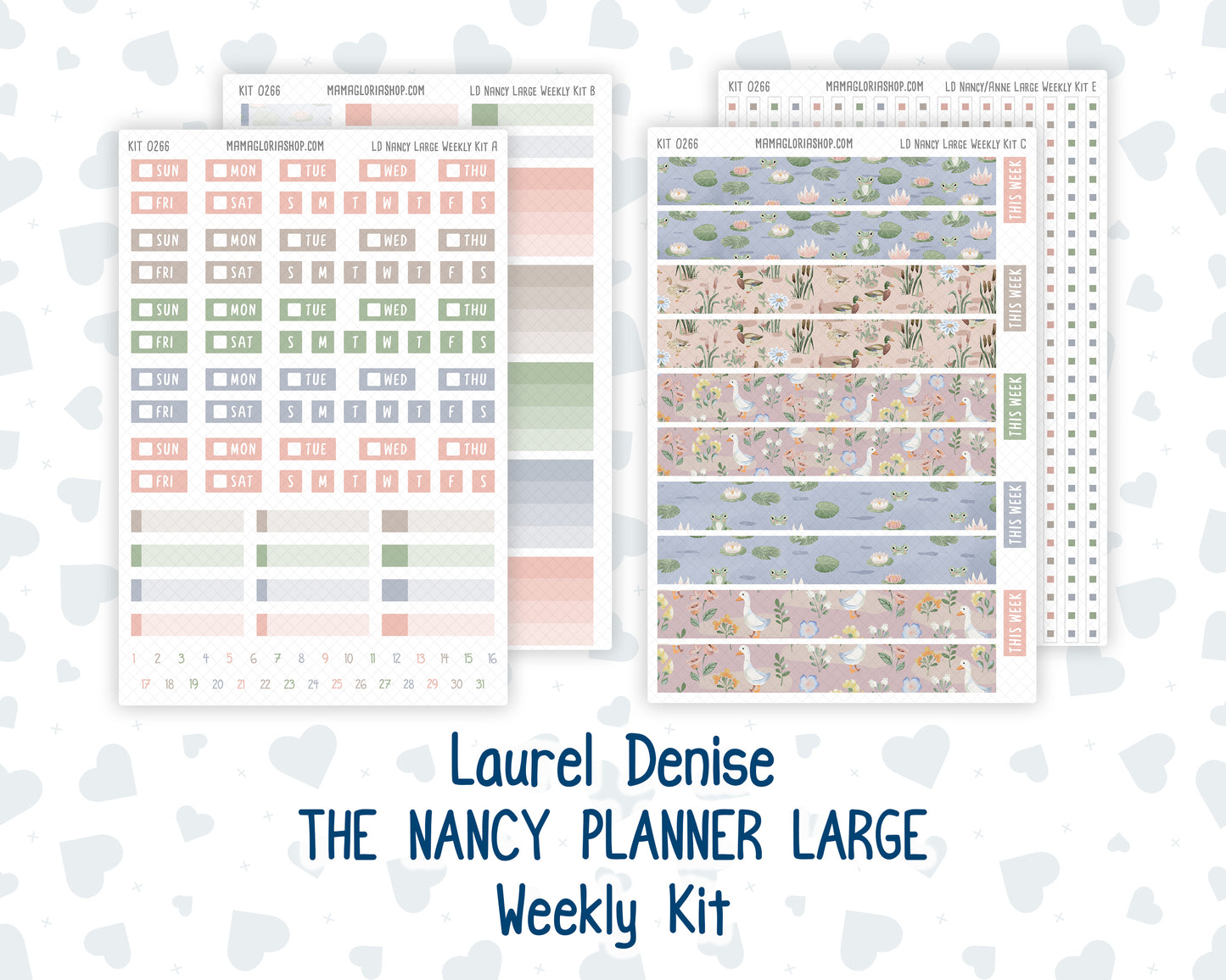 Kit 0266 - Laurel Denise The Nancy Planner Large - Weekly Kit - May - Froggy Lake Picnic