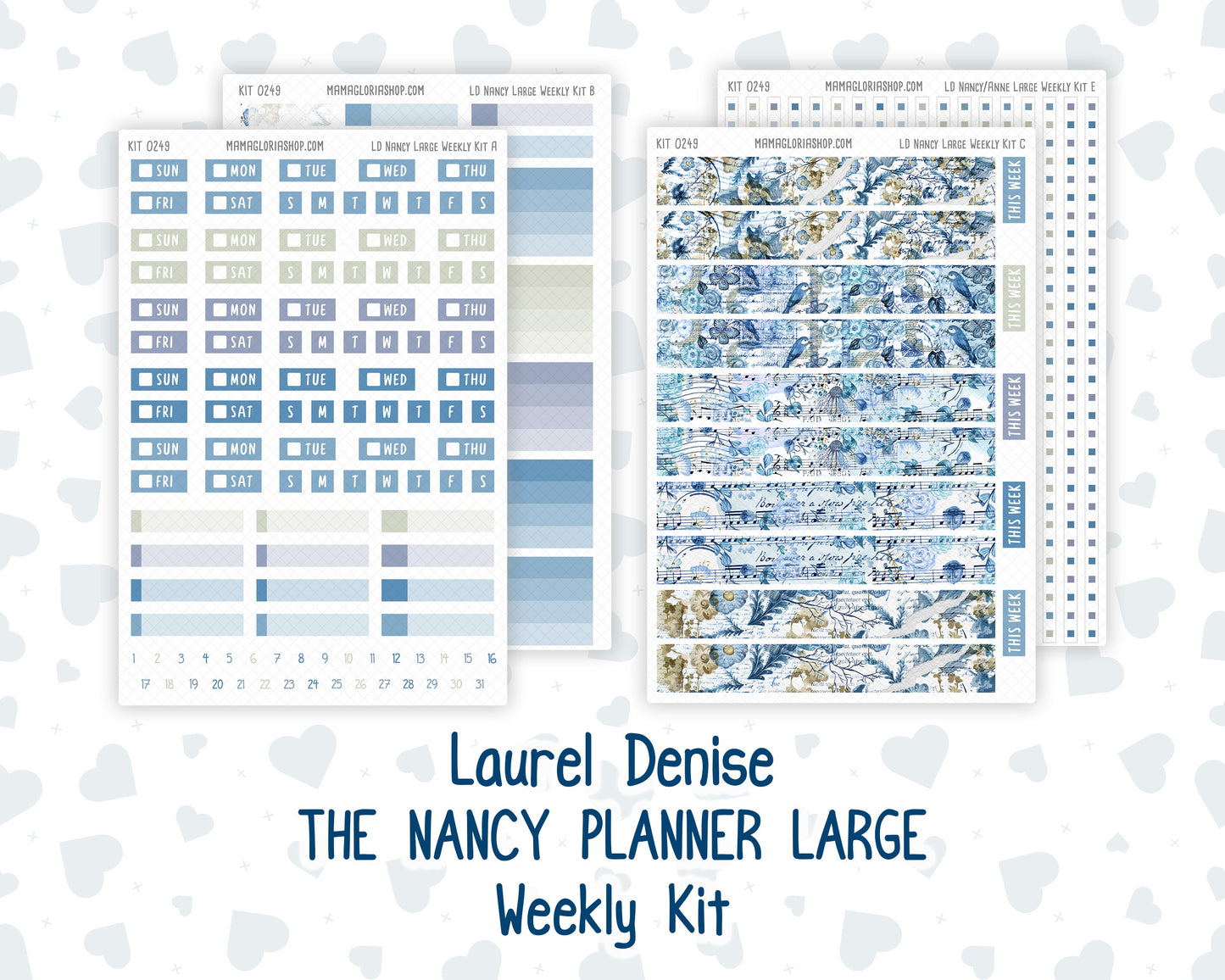 Kit 0249 - Laurel Denise The Nancy Planner Large - Weekly Kit - January - Icy Lace