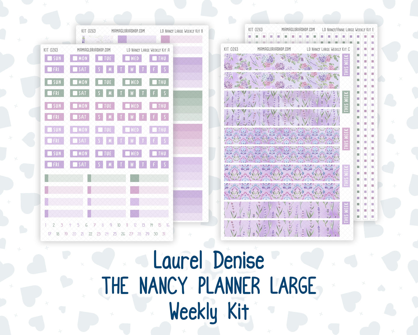 Kit 0263 - Laurel Denise The Nancy Planner Large - Weekly Kit - April - Lavender Drift