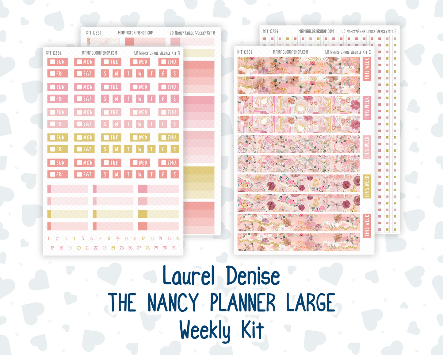 Kit 0294 - Laurel Denise The Nancy Planner Large - Weekly Kit - September - Rosy Reveria