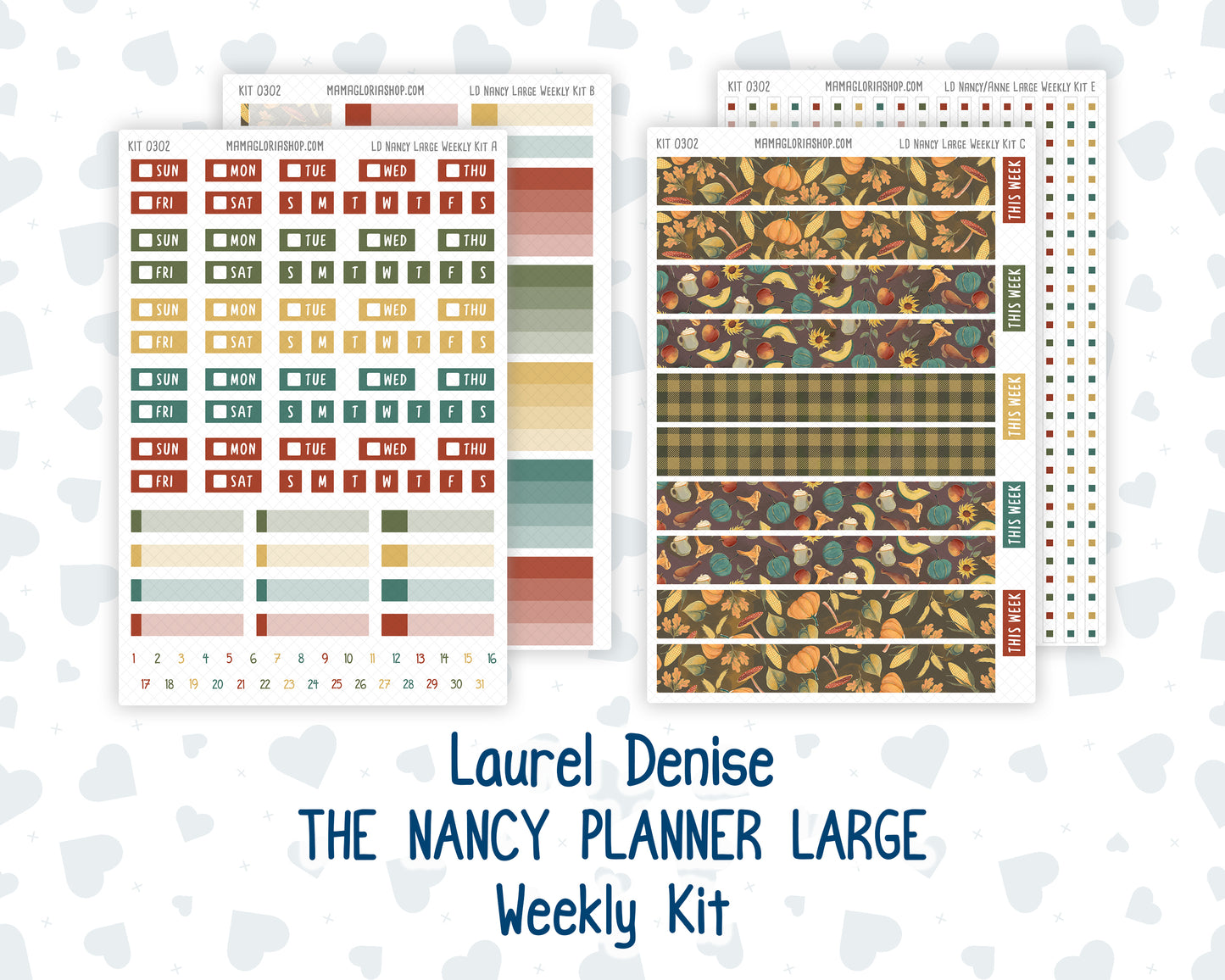 Kit 0302 - Laurel Denise The Nancy Planner Large - Weekly Kit - November - Thankful Season