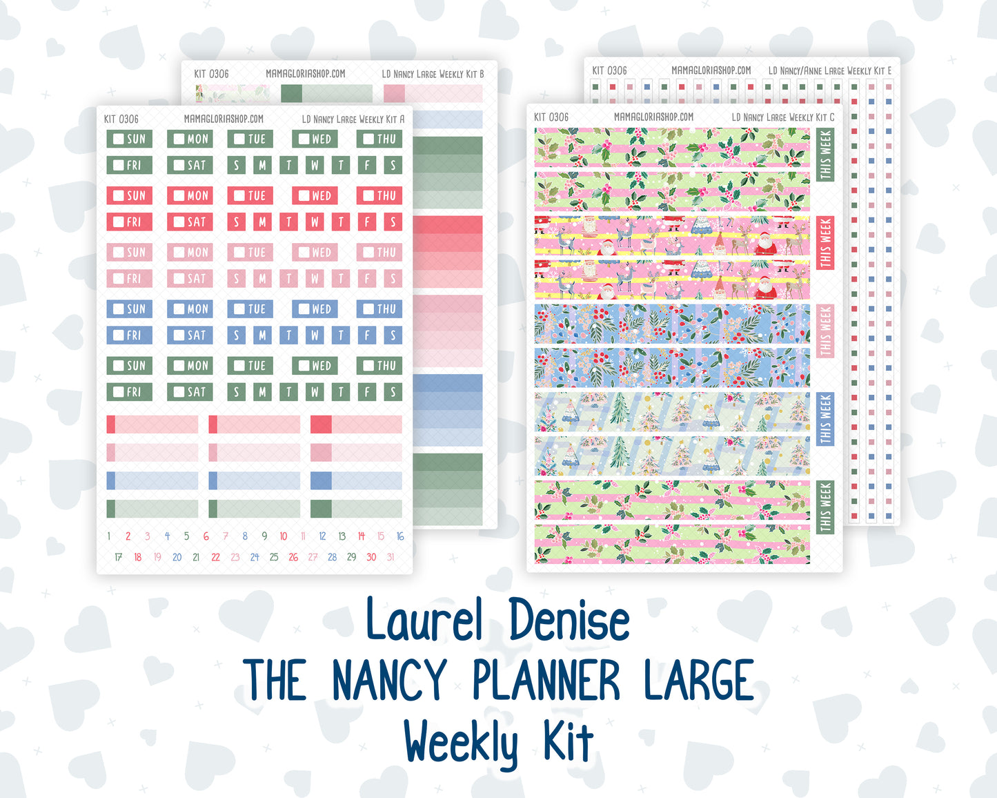 Kit 0306 - Laurel Denise The Nancy Planner Large - Weekly Kit - December - Jolly Mischief