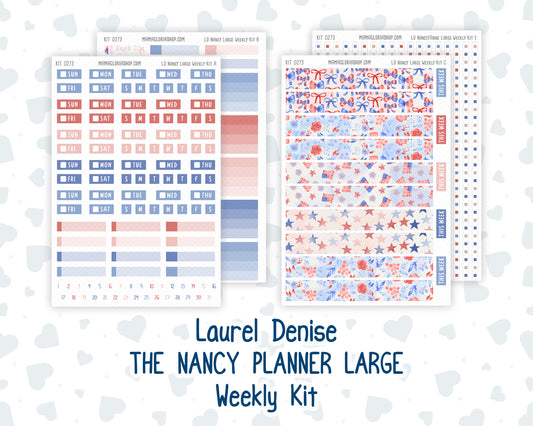 Kit 0273 - Laurel Denise The Nancy Planner Large - Weekly Kit - July - Americana In Bloom