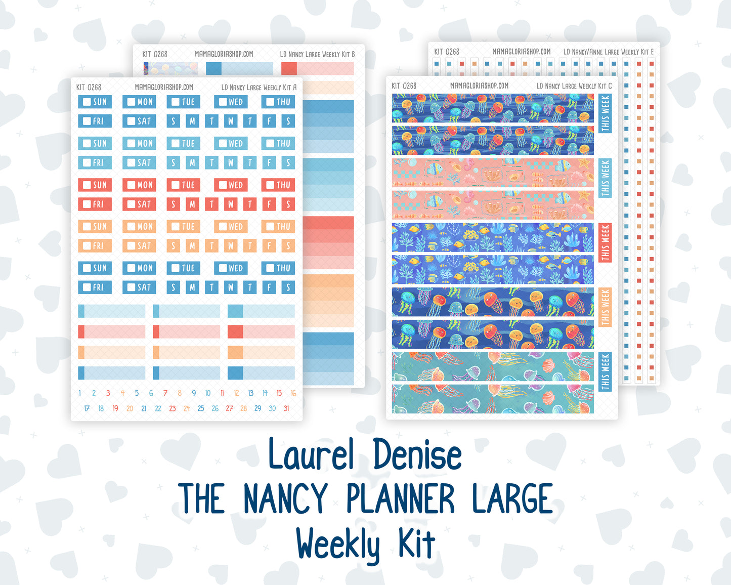 Kit 0268 - Laurel Denise The Nancy Planner Large - Weekly Kit - June - Sea Sweeties