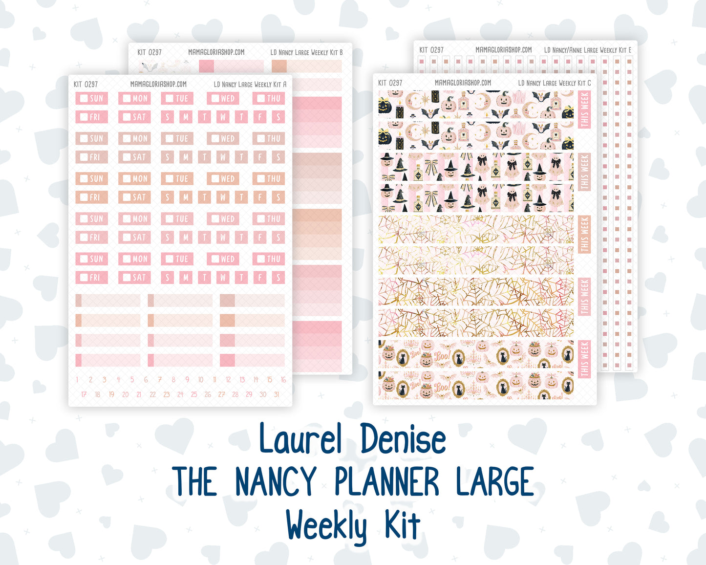 Kit 0297 - Laurel Denise The Nancy Planner Large - Weekly Kit - October - Pink Spell