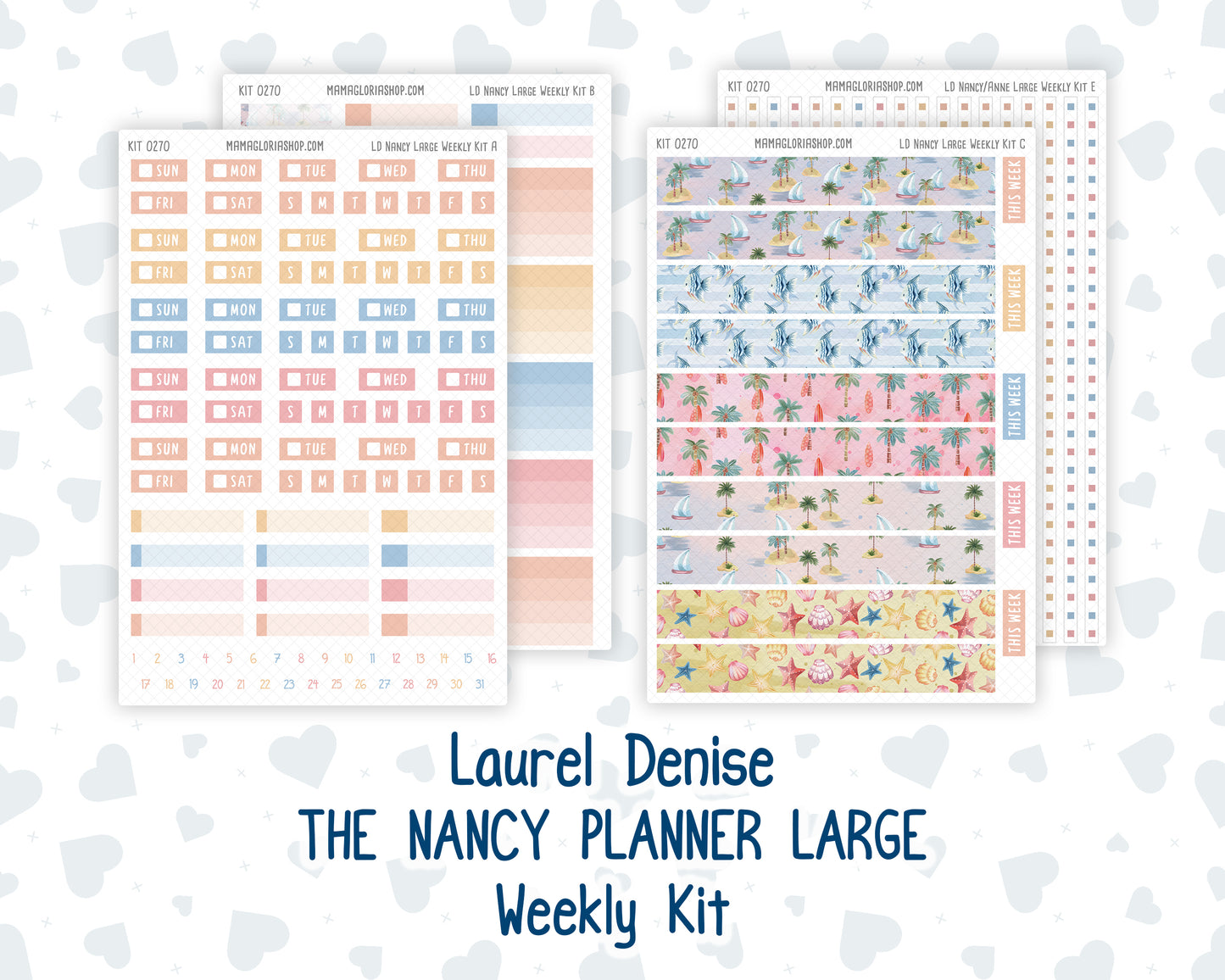 Kit 0270 - Laurel Denise The Nancy Planner Large - Weekly Kit - June - Beachside Bliss
