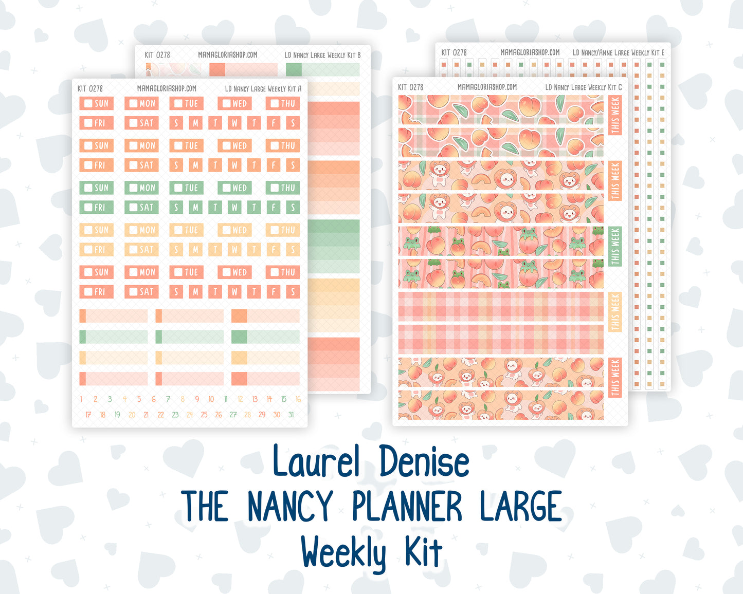Kit 0278 - Laurel Denise The Nancy Planner Large - Weekly Kit - August - Oops, All Peaches