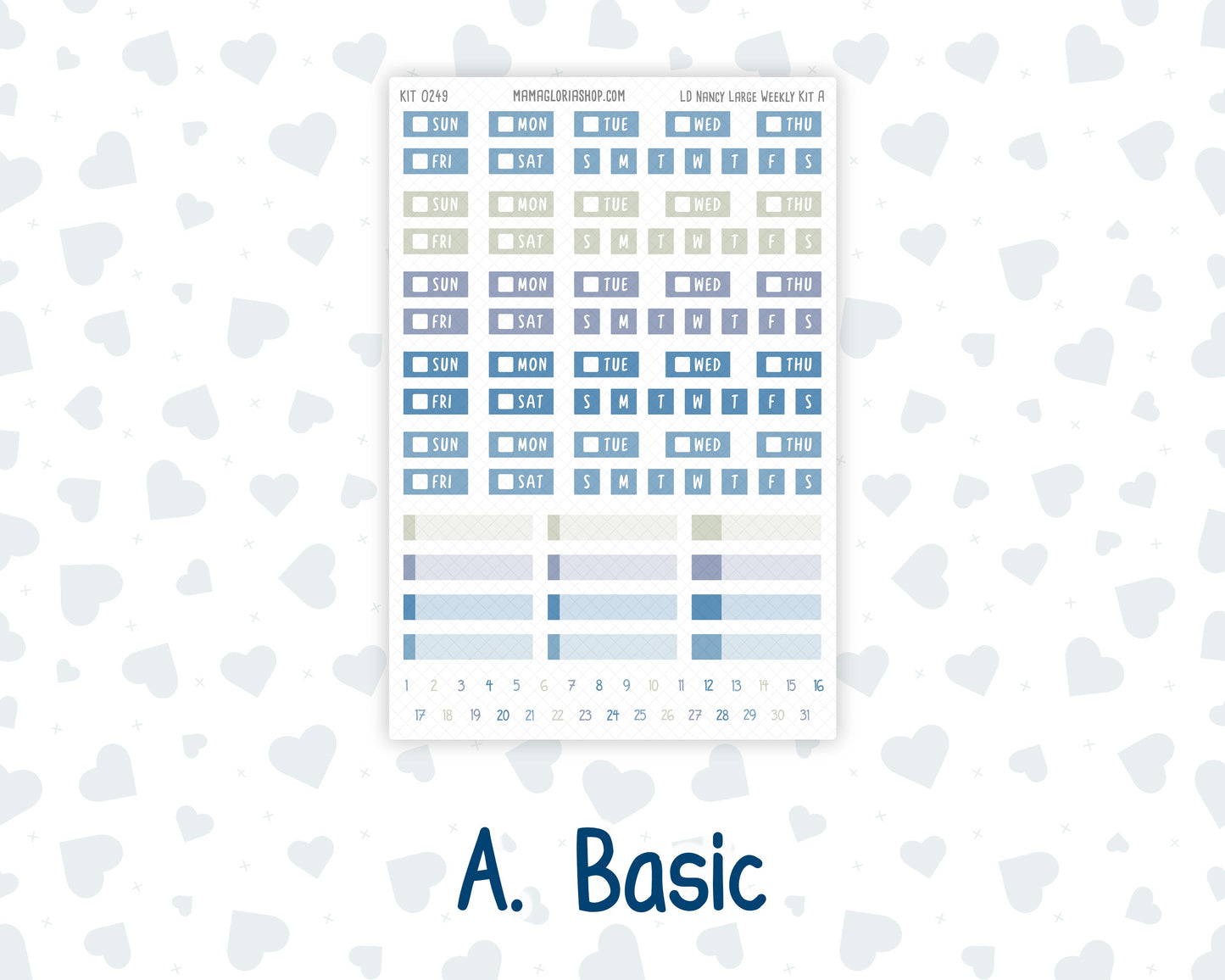 Kit 0249 - Laurel Denise The Nancy Planner Large - Weekly Kit - January - Icy Lace