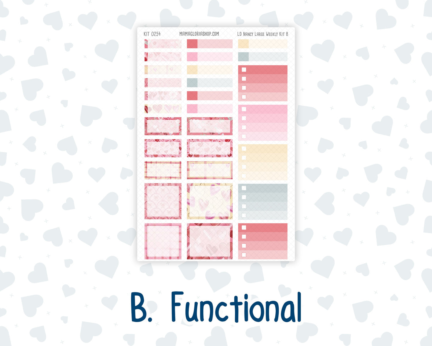 Kit 0254 - Laurel Denise The Nancy Planner Large - Weekly Kit - February - Valentine Village