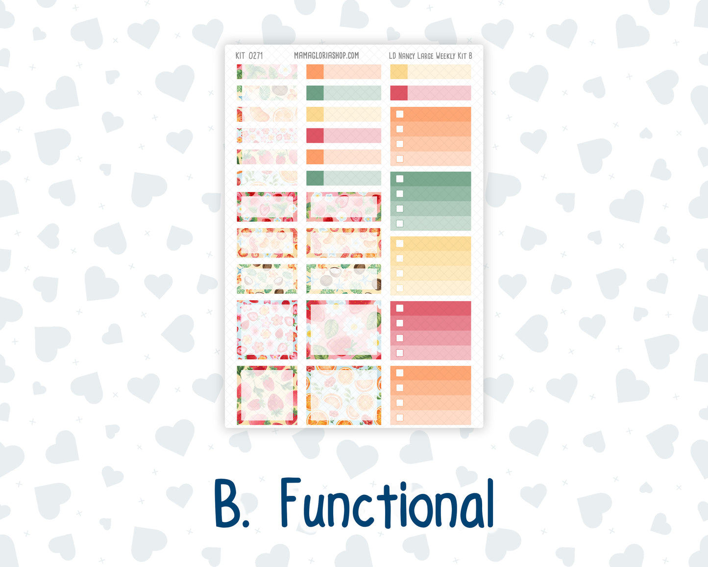 Kit 0271 - Laurel Denise The Nancy Planner Large - Weekly Kit - June - Strawberry Shore