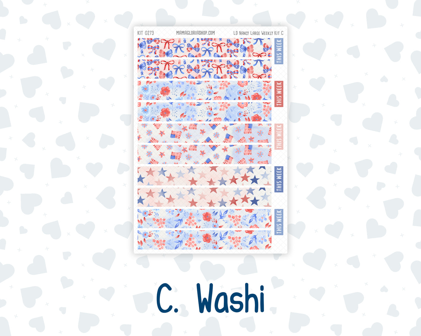 Kit 0273 - Laurel Denise The Nancy Planner Large - Weekly Kit - July - Americana In Bloom