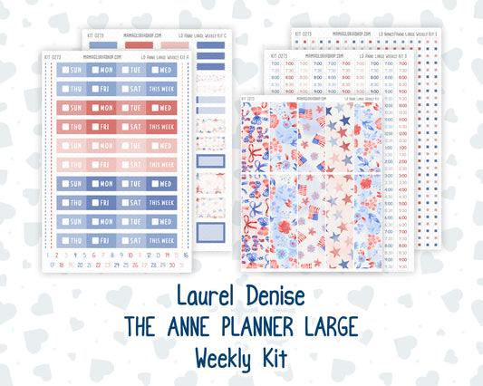 Kit 0273 - Laurel Denise The Anne Planner Large - Weekly Kit - July - Americana In Bloom