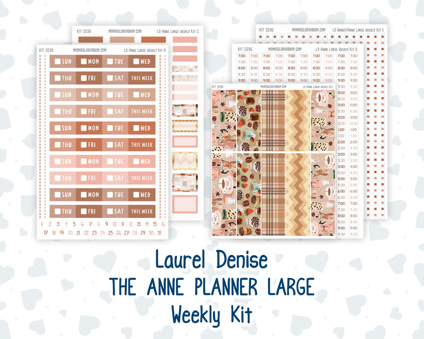 Kit 0296 - Laurel Denise The Anne Planner Large - Weekly Kit - September - Coffee Break