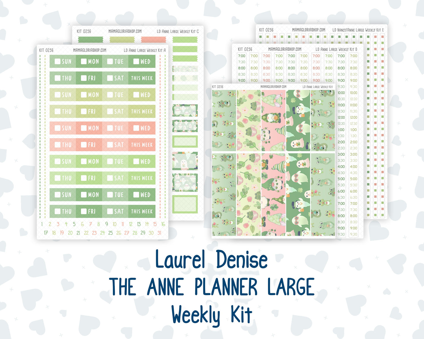 Kit 0256 - Laurel Denise The Anne Planner Large - Weekly Kit - March - Froggy Luck