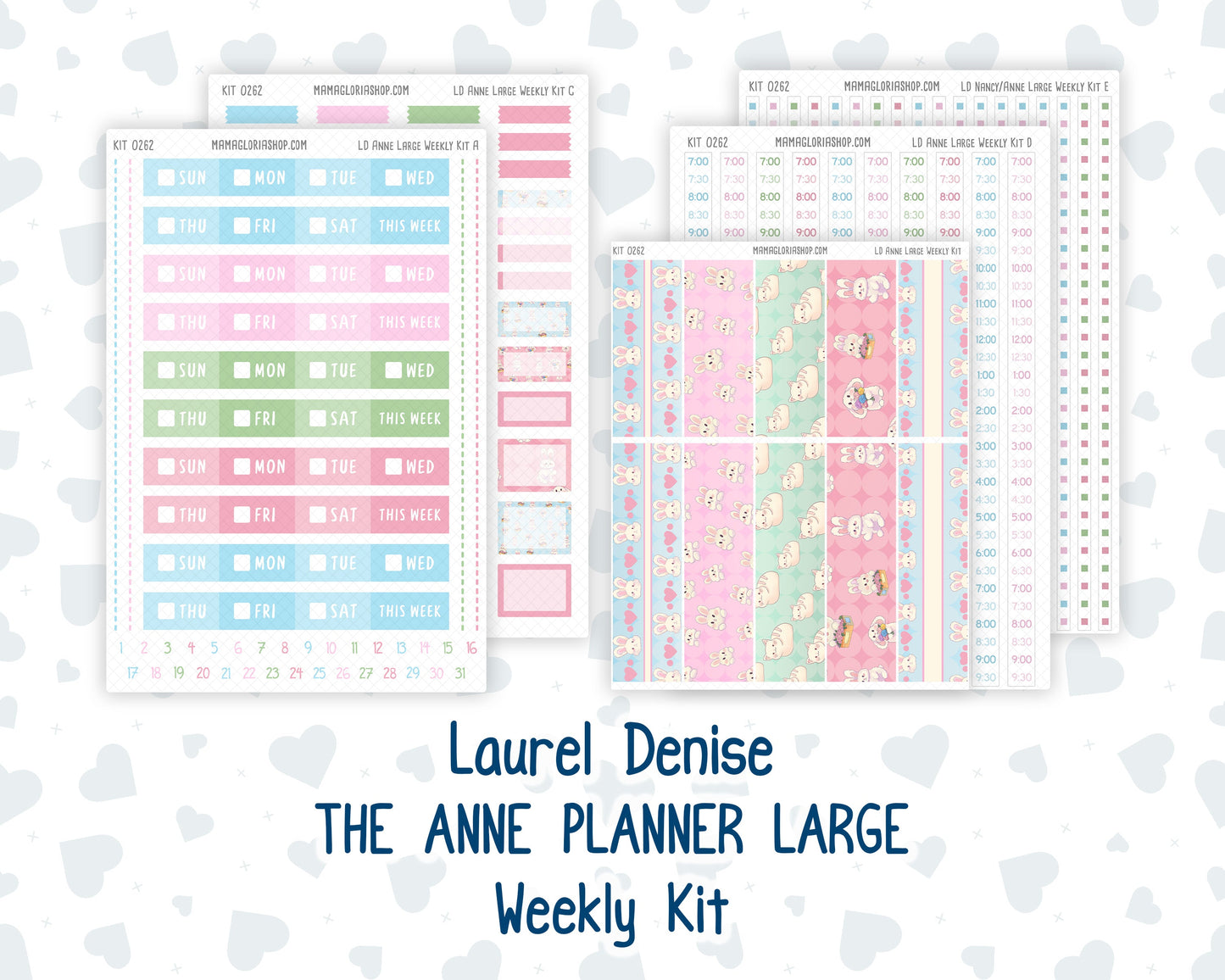 Kit 0262 - Laurel Denise The Anne Planner Large - Weekly Kit - April - Spring Puffs