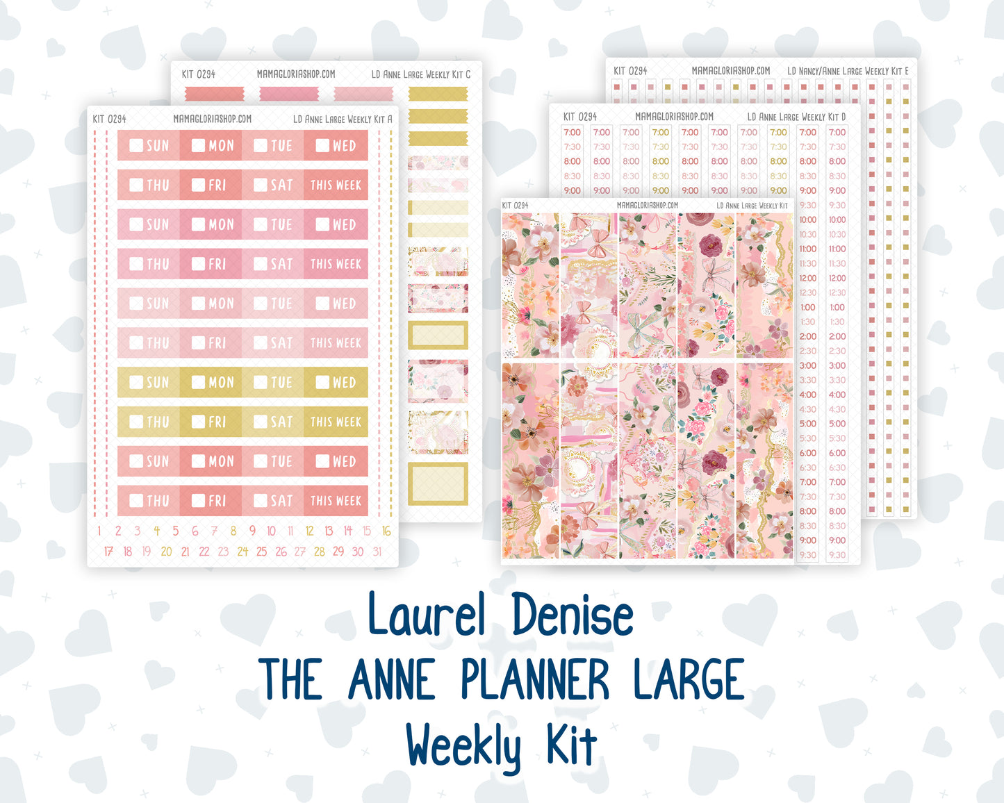 Kit 0294 - Laurel Denise The Anne Planner Large - Weekly Kit - September - Rosy Reveria