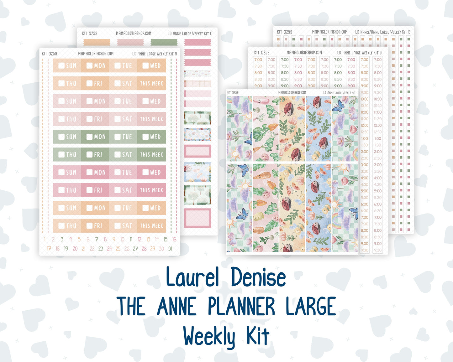 Kit 0259 - Laurel Denise The Anne Planner Large - Weekly Kit - March - Spring Garden Chores