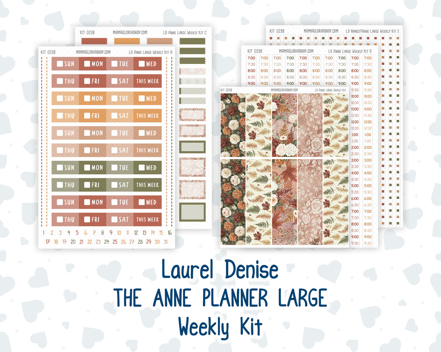 Kit 0298 - Laurel Denise The Anne Planner Large - Weekly Kit - October - Velvet Bloom