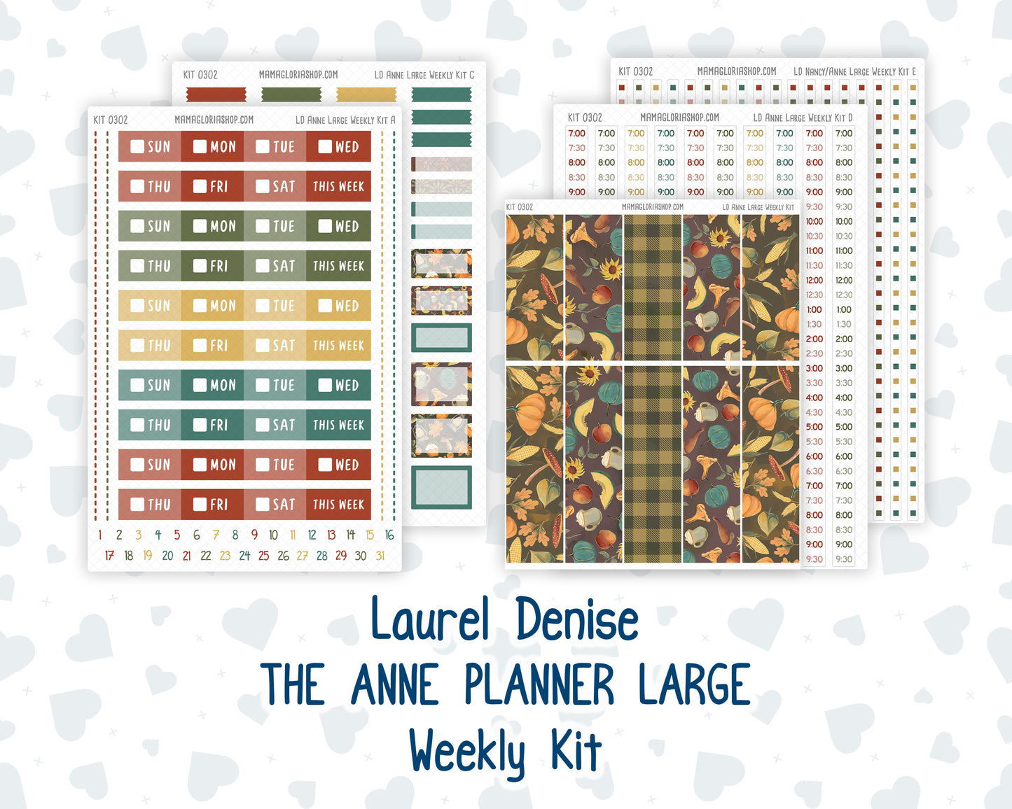 Kit 0302 - Laurel Denise The Anne Planner Large - Weekly Kit - November - Thankful Season