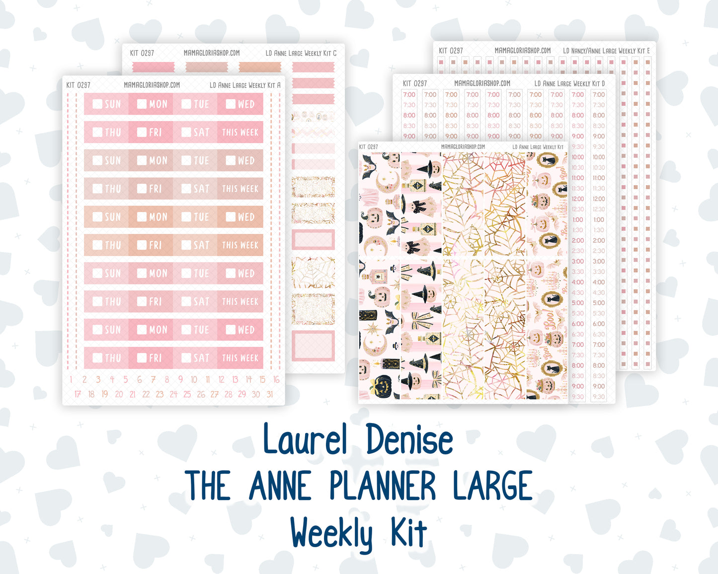 Kit 0297 - Laurel Denise The Anne Planner Large - Weekly Kit - October - Pink Spell