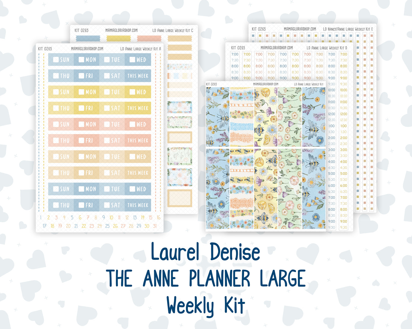 Kit 0265 - Laurel Denise The Anne Planner Large - Weekly Kit - May - Honeybee Sky