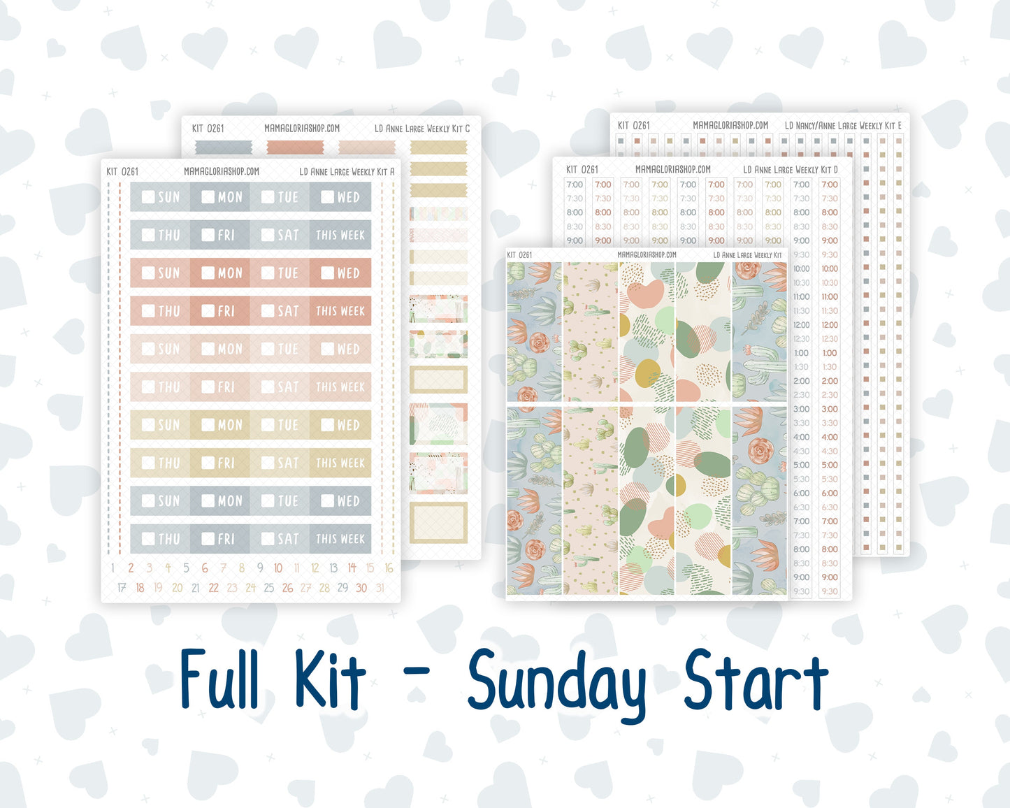 Kit 0261 - Laurel Denise The Anne Planner Large - Weekly Kit - April - Llama Spring