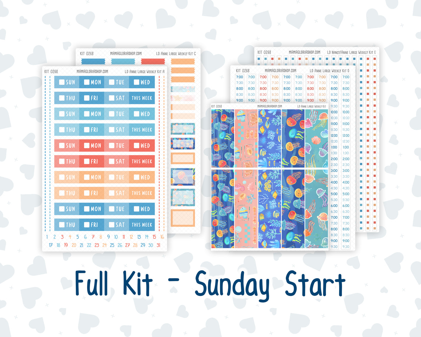 Kit 0268 - Laurel Denise The Anne Planner Large - Weekly Kit - June - Sea Sweeties