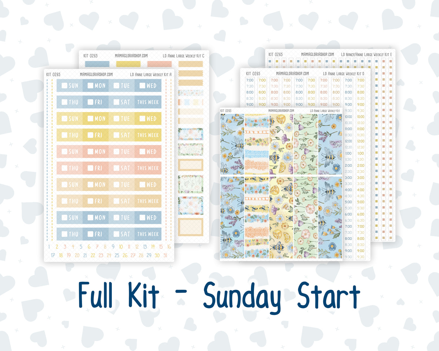 Kit 0265 - Laurel Denise The Anne Planner Large - Weekly Kit - May - Honeybee Sky