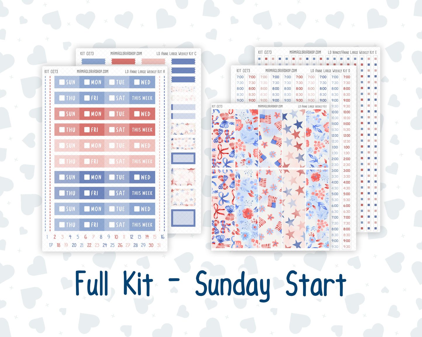 Kit 0273 - Laurel Denise The Anne Planner Large - Weekly Kit - July - Americana In Bloom