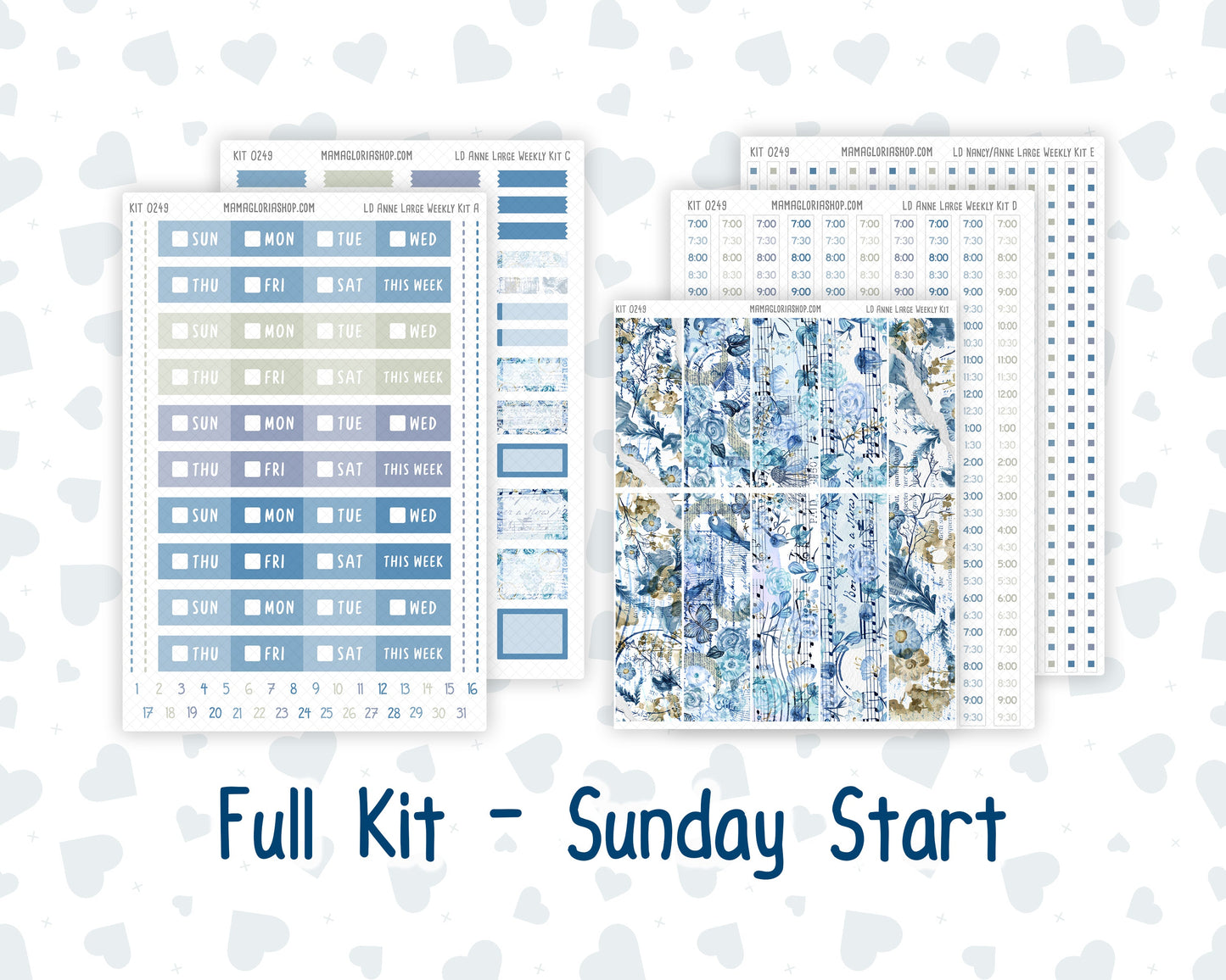 Kit 0249 - Laurel Denise The Anne Planner Large - Weekly Kit - January - Icy Lace