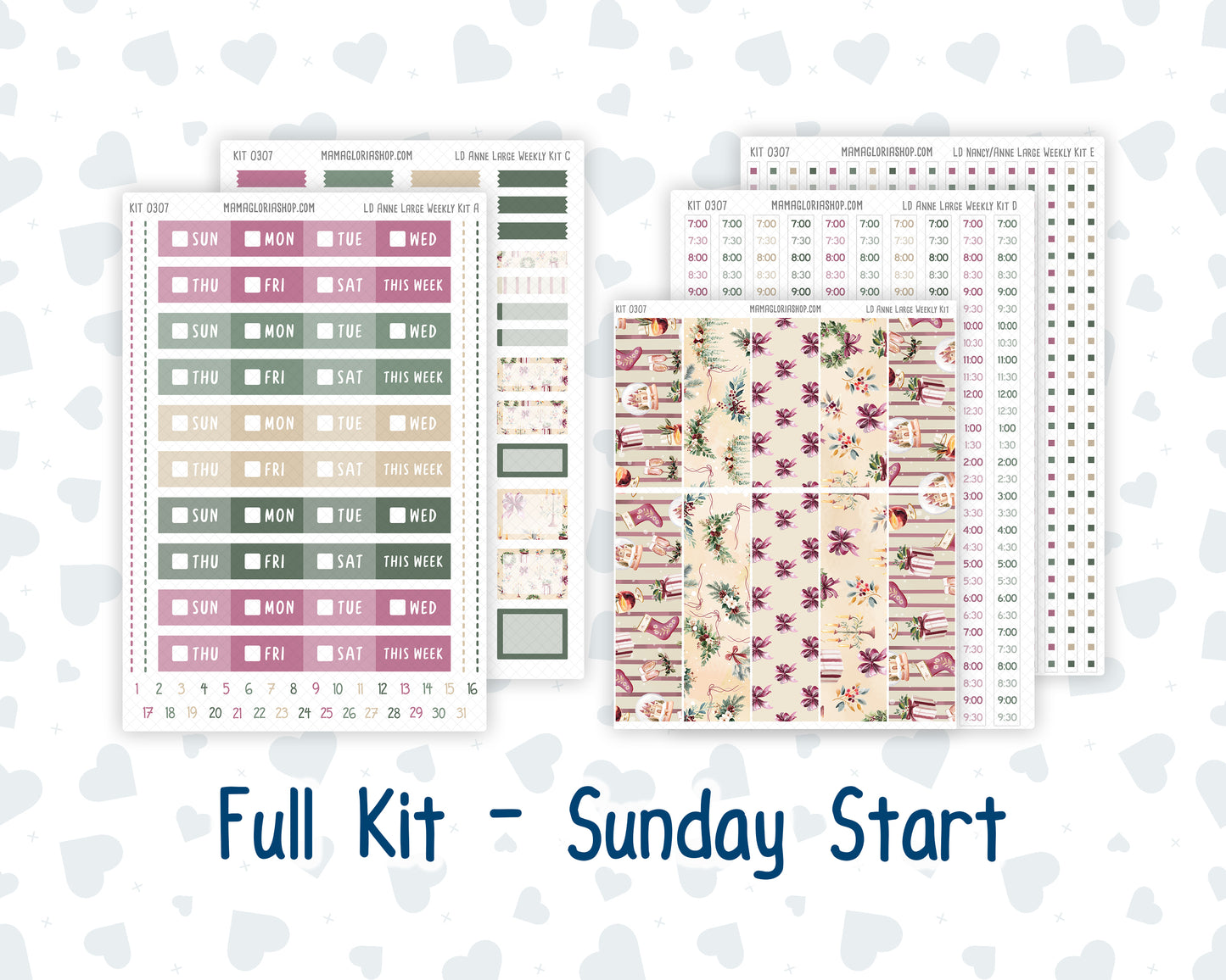 Kit 0307 - Laurel Denise The Anne Planner Large - Weekly Kit - December - Velvet Hearth