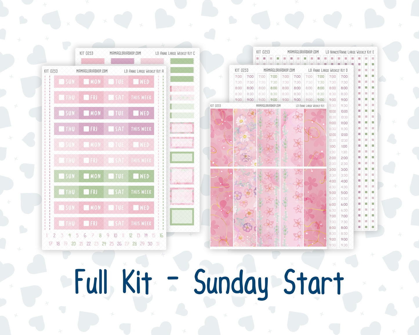 Kit 0253 - Laurel Denise The Anne Planner Large - Weekly Kit - February - Rosy Daydreams