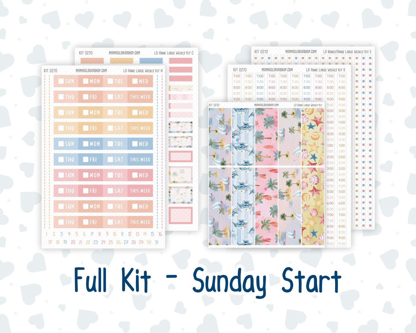 Kit 0270 - Laurel Denise The Anne Planner Large - Weekly Kit - June - Beachside Bliss