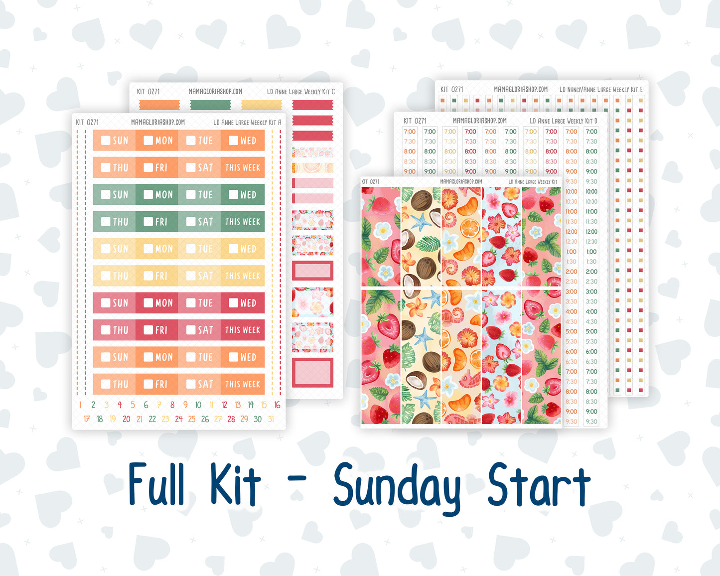 Kit 0271 - Laurel Denise The Anne Planner Large - Weekly Kit - June - Strawberry Shore