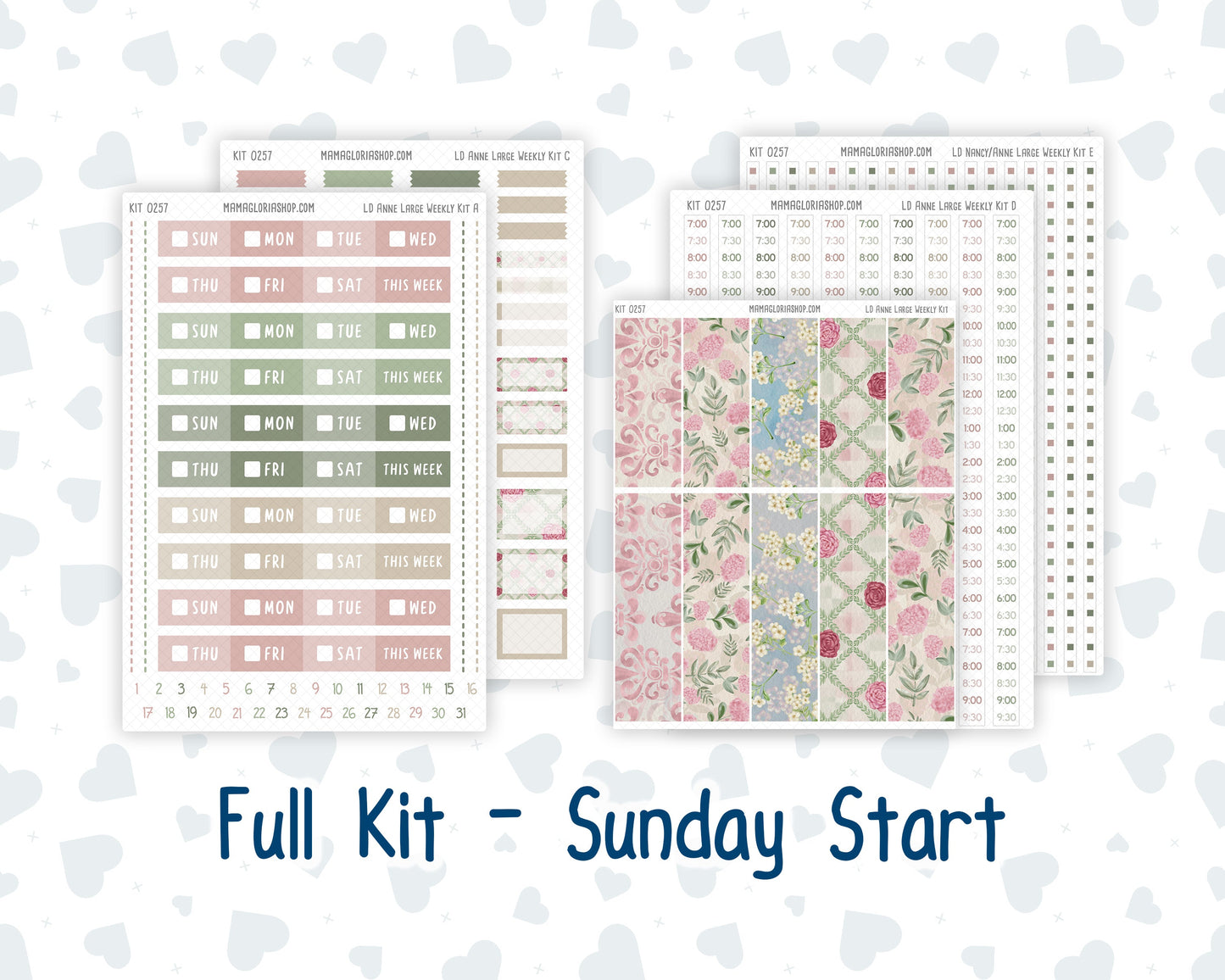 Kit 0257 - Laurel Denise The Anne Planner Large - Weekly Kit - March - Blush Garden
