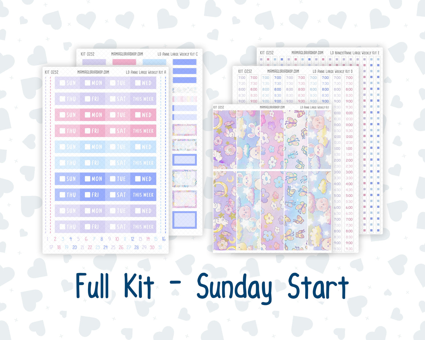 Kit 0252 - Laurel Denise The Anne Planner Large - Weekly Kit - February - Tokyo Candy Cloud
