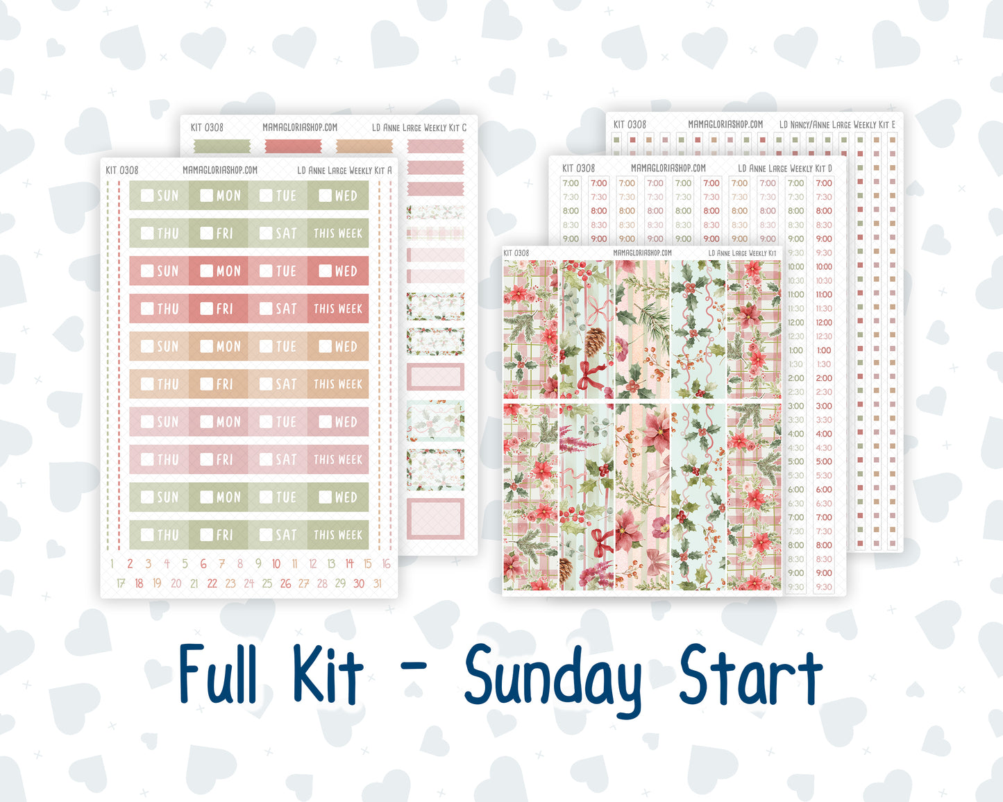 Kit 0308 - Laurel Denise The Anne Planner Large - Weekly Kit - December - Knit & Holly