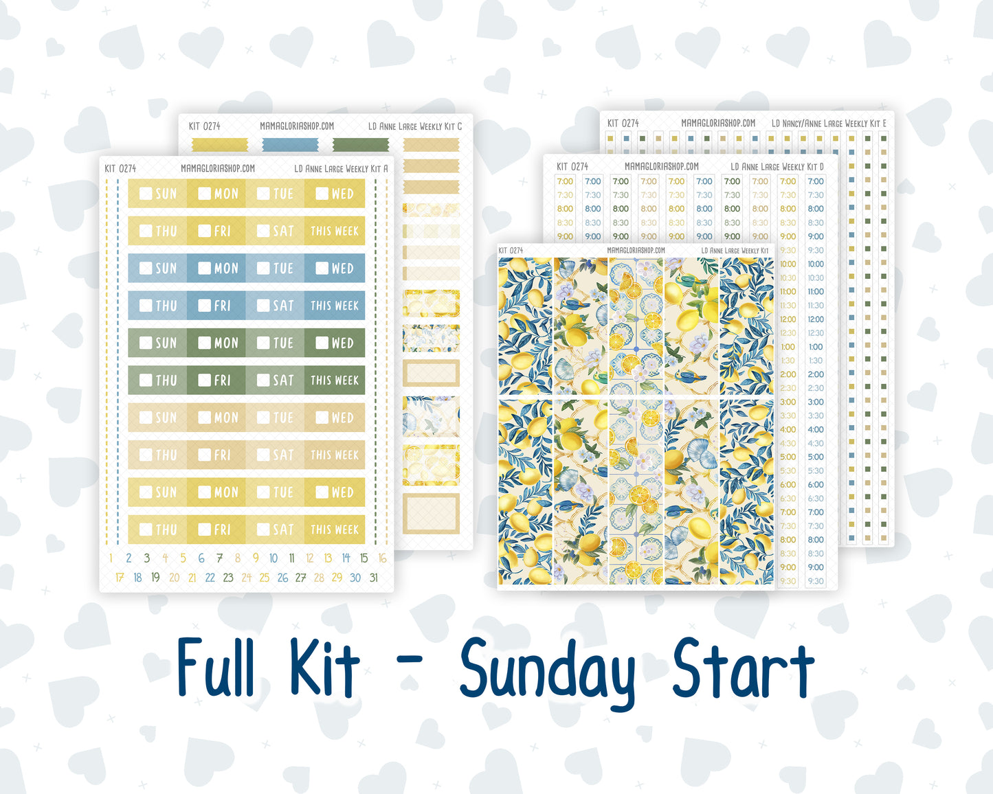 Kit 0274 - Laurel Denise The Anne Planner Large - Weekly Kit - July - Sunny Lemon Shore